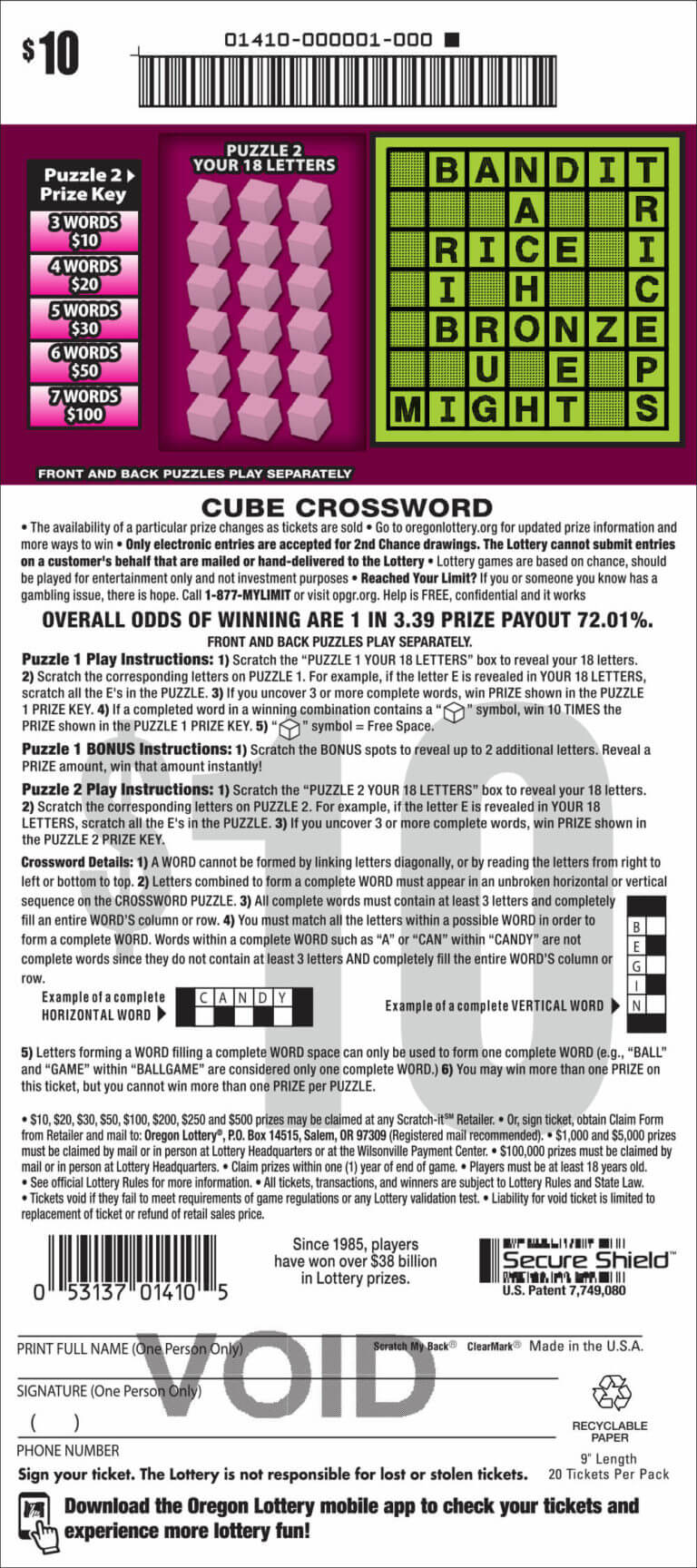 Cube Crossword – Lottery Scratch Tickets | Oregon Lottery