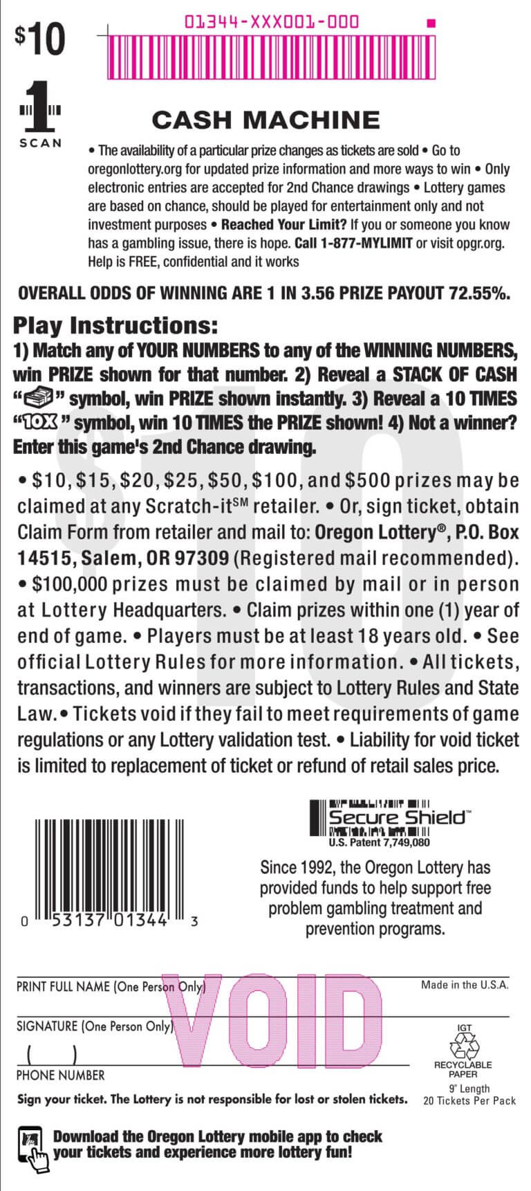 oregon lottery second chance