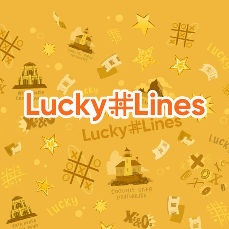 lucky lines logo on patterned background