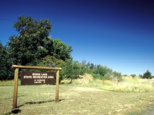 Goose Lake Recreation Area sign