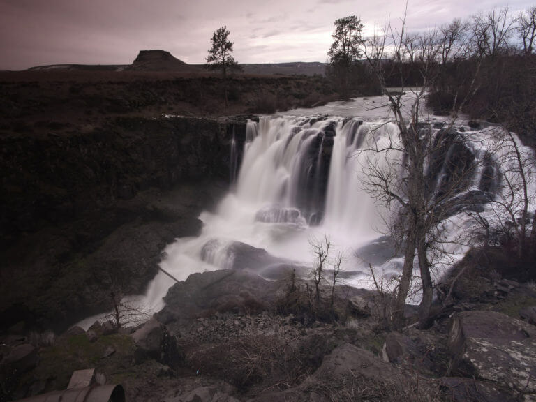 White River Falls at sunset