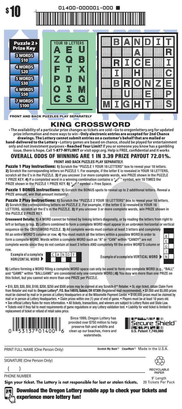 King Crossword – Lottery Scratch Tickets | Oregon Lottery