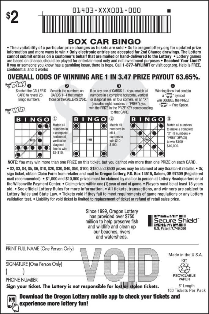 Box Car Bingo - Lottery Scratch Tickets | Oregon Lottery