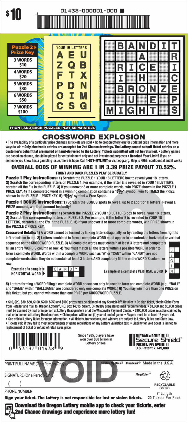 Crossword Explosion – Lottery Scratch Tickets 