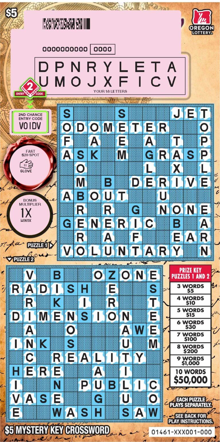 Mystery Key Crossword Lottery Scratch Tickets Oregon Lottery