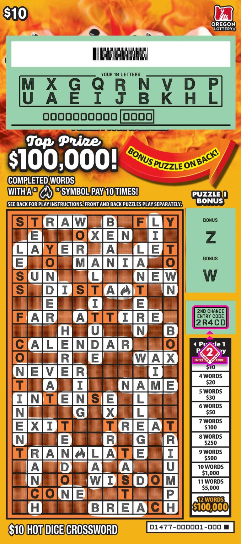 Hot Dice Crossword Lottery Scratch Tickets Oregon Lottery