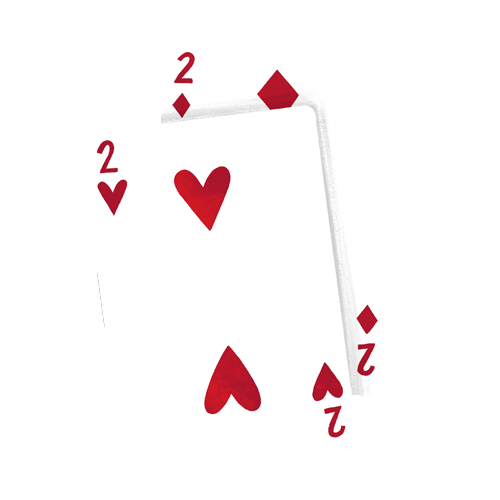 A pair of 2s playing cards